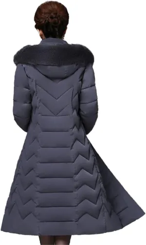 Wvapzxx Winter Parkas Women Long Down Coat Cotton Padded Jacket Fur Collar Thick Warm Hooded Outerwear