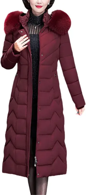 X-Long Slim Office Ladies Solid Coats Women's Winter Hooded Jacket With Fur Collar Thick Cotton Padded Parkas