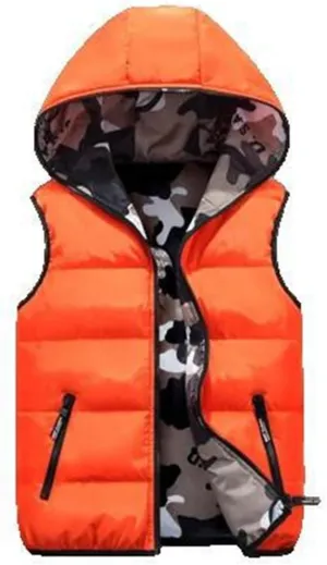 Xingfenly Men' Vests Winter Sleeveless Jackets Male Cotton-Padded Hooded Vest Coats Men Thick Warm Waistcoats Clothing