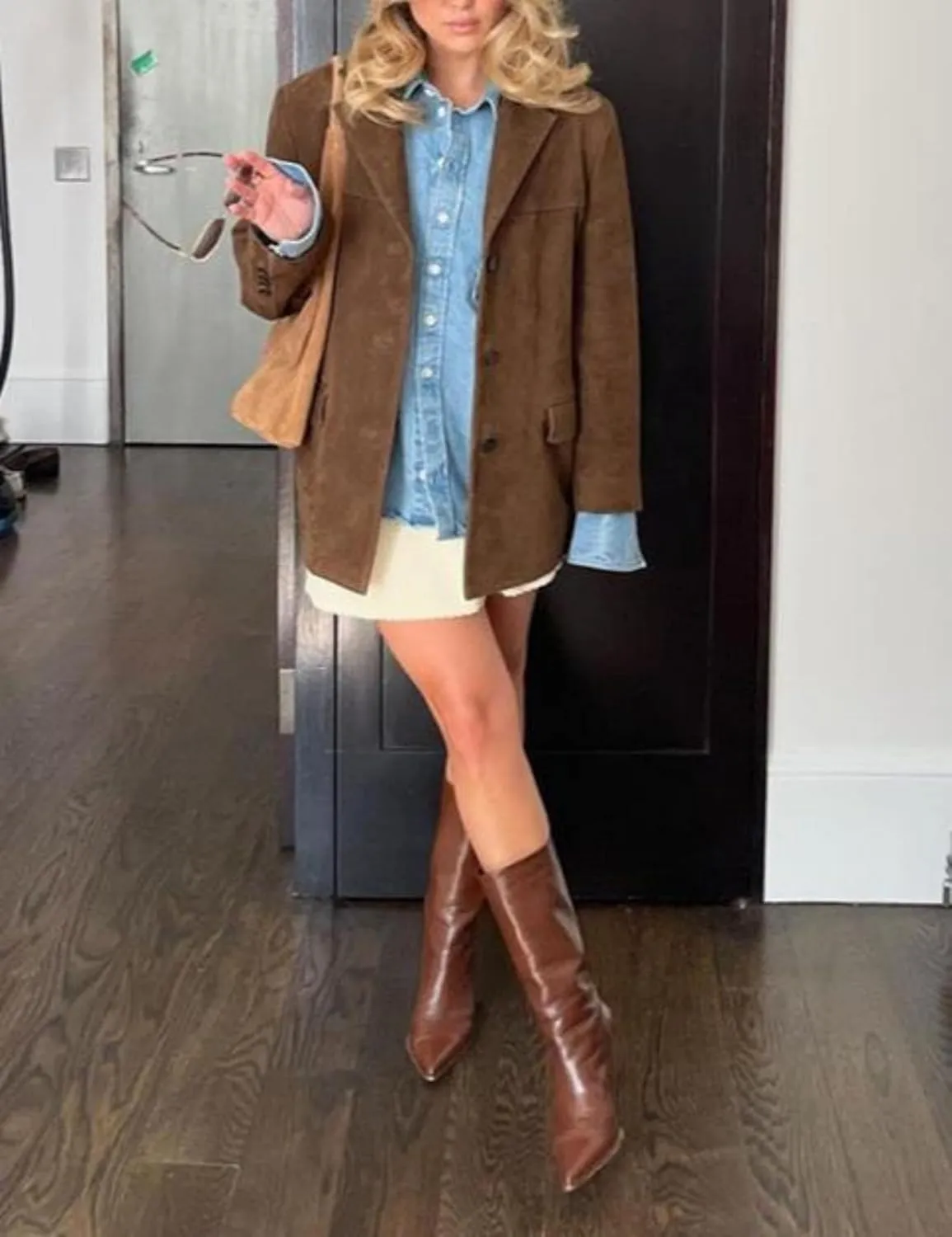 Y2k Suede Jacket Women Suede Jacket Brown Faux Leather Jacket Women Fall Fashion Old Money Outfit
